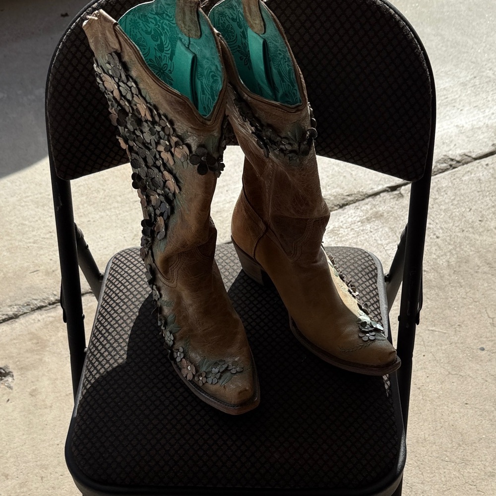 Elegant Brown Embellished Heeled Boots